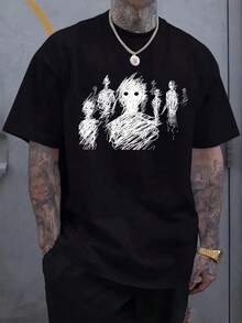 playeras de hombre ropa de hombre camiseta hombre casual manga corta cuello redondo ideal verano primavera actividades al aire libre nacional envio - Negro - Ver 1