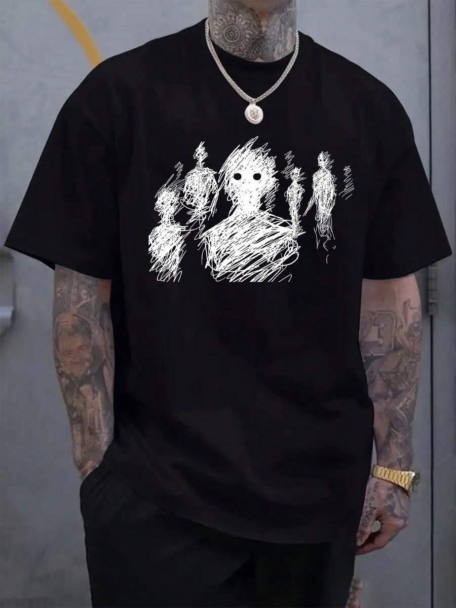 playeras de hombre ropa de hombre camiseta hombre casual manga corta cuello redondo ideal verano primavera actividades al aire libre nacional envio - Negro - Ver 1