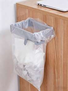 1PC Foldable Garbage Rack, No Need To Drill Holes And Save Space, Wall Mounted Storage Rack, Anti Odor And Leak Proof, Foldable Garbage Rack On The Side Of Kitchen/Bathroom/Office Desk, Strong Load-Bearing Capacity, Buckle Fixation, Garbage Bag Does Not Fall Off, Ultra-Thin Folding, Wall Mounted Does Not Occupy Space, Kitchen Cabinet Retractable Plastic Bag Folding Garbage Rack - Grey - View 10