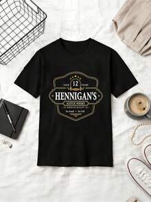 GTA Hennigan's Scotch Retro Whiskey Badge Style Cotton T-Shirt - Black - View 1