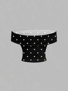 Camiseta de tirantes casual y minimalista con estampado de lunares negros para mujer - Multicolor 6 - Ver 7