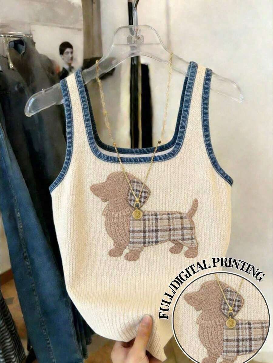 Camiseta ajustada con estampado de lunares para mujer, talla grande vendida - Albaricoque - Ver 1