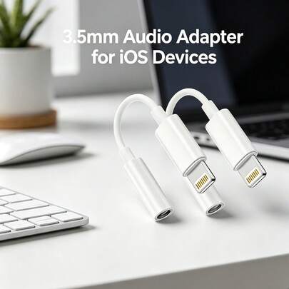 1-3 piezas Adaptador de cable de audio de Rayo a 3.5 mm, conector de auriculares compatible con iPhone 14 Pro Max/14 Pro/14 Plus/14/13/12/11/XS/XR/8/7/6 Series