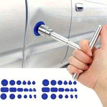 1 Set Of Car Dent Repair Tools • Silvery T-Shaped Handle With 36 Blue Car Dent Pull Tabs • Affordable Price • Sturdy And Durable • Industrial Grade Quality • Dent Repair Pull Tool • Car Dent Collision Repair Tool • Repairing Perfect Car Body - 1 - View 1