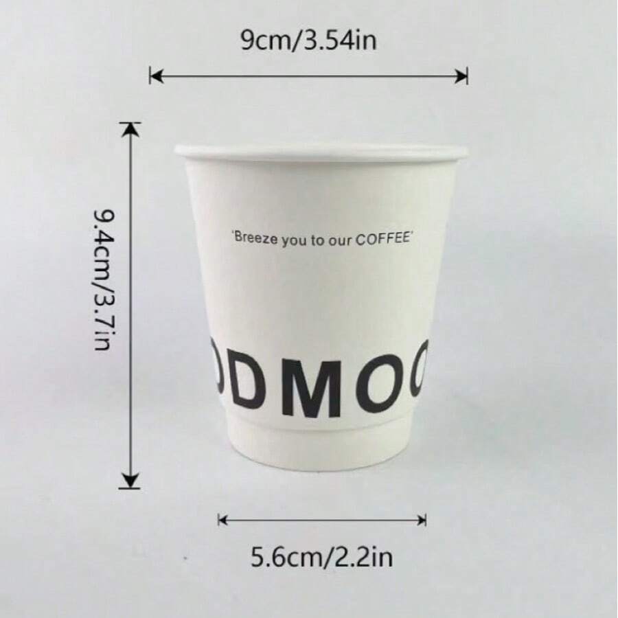10个装 330毫升 白色 ODMOOD 双层一次性纸咖啡杯，适用于家庭聚会和商务招待会 - 白色 - 查看 1