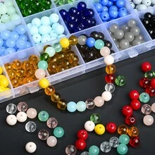 24 Colors Glass Beads Kit For Jewelry Making Summer Colorfuls 8mm Round Crystal Beads Kit With Scissors & Elastic String DIY Bracelet Necklace Making Birthday Graduation Gift For Women Girls - Multicolor - View 7