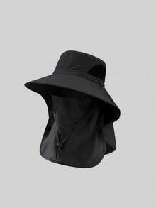 1pc Unisex Solid Color Sun Protection Neck Gaiter Outdoor Wide Brim Fishing Hiking Sun Hat, Suitable For Daily Outing, Hiking, Fishing - Multicolor - View 6