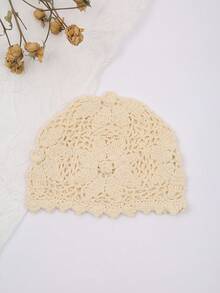 1pc Women's Fashionable Spring/Autumn Lightweight Hollow Crochet Knit Hat, Suitable For Beach, Boho Style Outfit - A - View 4