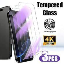 3 piezas Protector de pantalla de vidrio templado con bloqueo de luz azul, compatible con iPhone 17 Pro Max, 17E/17P Pro/16/16 Plus/15 Pro/15/14/13/12/11/XR/XS, cobertura completa | protección ocular | anti-huellas dactilares | compatible con fundas de teléfono - transparente - Ver 36