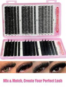 570Pcs Cluster Lash Book Large Capacity Kit Mixed 8-16mm Individual Lashes DIY At Home Lash Extensions Beginner Friendly False Eyelashes For Daily Commute Date Music Festival Natural Voluminous Eye Makeup - D - View 5