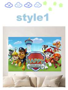 Phông nền sinh nhật chủ đề Paw Patrol, 6 kiểu dáng độc đáo với các nhân vật biểu tượng và họa tiết "Chúc mừng sinh nhật" vui tươi, vật trang trí tiệc đa năng cho các buổi lễ theo chủ đề, tiệc sinh nhật và chụp ảnh, hoàn hảo để tạo không khí vui vẻ, đáng nhớ tại bất kỳ sự kiện nào. - tranh cuộn treo - Xem 3