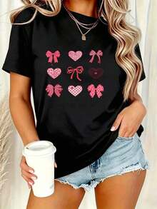 Camiseta Vintage de Nuevo Estilo con Estampado "Fruto del Espíritu Corazones Cristianos Galateses 522 23", Manga Corta, Cuello Redondo, Top Casual para Verano y Primavera, Ropa de Mujer, Camiseta de Moda para Mujer, Fresca y Cómoda - Negro - Ver 7