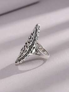 1pc Elegant Flower Design Alloy Adjustable Ring For Women, Fashionable Party Jewelry, Ideal Gift For Wedding & Anniversary, Stackable Comfort Fit Ring - 銀色 - 查看 7