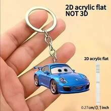 2D Flat Design - 1-Piece Disney "Cars" Collection: Sally & Lightning McQueen Blue Acrylic Keychain. A Perfect Holiday Gift, Decorative Key Charm, Car Key Fob, Or Accessory For Backpacks And Wallets. Ideal For Birthdays, Christmas, Thanksgiving, And Valentine's Day. Features: Party Favor, Holiday Decoration, Cute Design, Durable Acrylic, Flat Profile, Decorative Accessory. A Must-Have For Disney Fans And Party Planners! - Multicolor - View 4