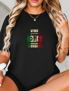 Viva México Cabrones Graphic Print Design, Patriotic Mexican Fl-ag Art with Distressed Texture, R-ed Gr-een White Colors, Grunge Typography for Wall Deco.jpgRegalos personalizados: Camisetas para mujer con estilos modernos, hippies, casuales y minimalistas. Ropa masculina personalizada única, armarios cápsula, ropa básica/urbana para hombre. Regalos ideales para novios, familiares y amigos, adecuados para cumpleaños, vacaciones, colegio/competiciones, deportes/escalada, etc., también adecuados para la moda de otoño y actividades urbanas. Verano negro. - Negro - Ver 2