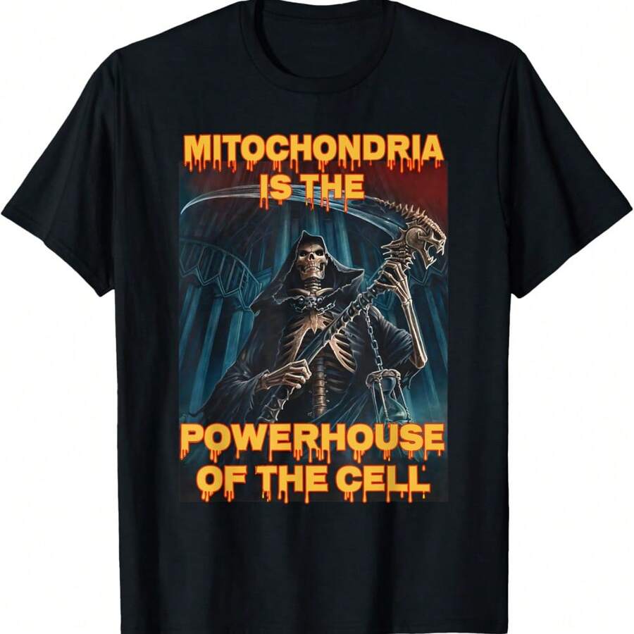 Mitochondria Funny Hard Skeleton Meme Badasss Skeleton T-Shirt - 黑色 - 查看 1
