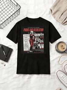 Parks And Recreation Graphic Tee  Leslie Knope Ron Swanson Pawnee Comedy T-Shirt - Black - View 1