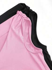 Set de 2 camisetas ajustadas con cuello asimétrico, versátil top casual, primavera/verano - Multicolor 13 - Ver 5
