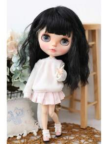 Doll Wig Long Hair For 24-27cm Head, 9-10 Inch, Black - Blonde-1 - View 4