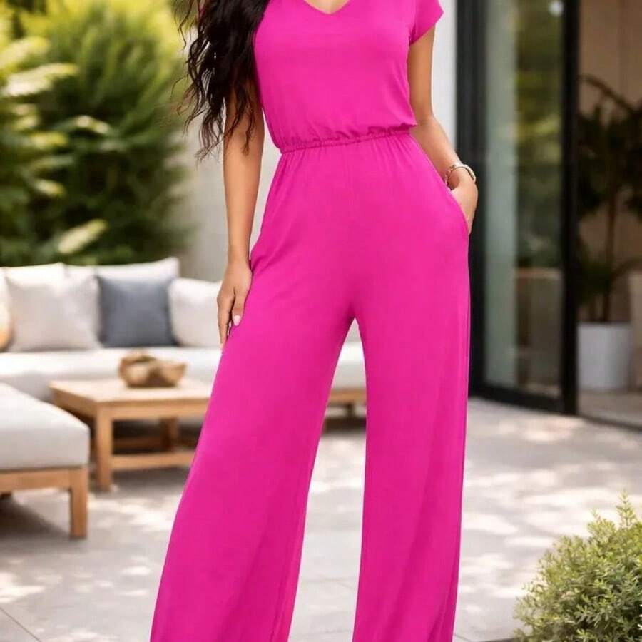 Mono Palazzo Para Mujer Cómodo De Gran Calidad Perfecto Para Uso Diario - Rosa Fucsia - Ver 1