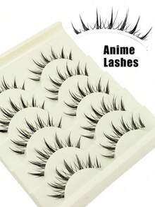 5 Pairs Pointed Tail Cartoon Big Eye False Eyelashes, Japanese Style Fluffy Curly Realistic Soft Lightweight Non-Irritating Little Devil Doll Eyelashes For Date Party - View 8