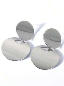 1 Pair Of Smooth Metal Earrings With A Retro And Versatile 3D Circle Design - 古董銀器 - 查看 5