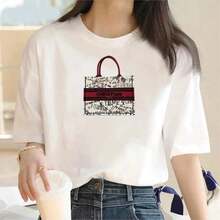 GiftGiftGiftGift1PSCWomen's White Short Sleeve T-Shirt, Summer 2026, New, Loose Fit, Plus Size, Fashionable, Versatile Top, SoftSoftSoft - 白色 13 - 查看 7