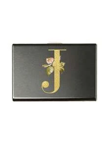 1pc 6 Card Slots Slim Card Case, Gold Initial A-Z & Floral Print Wallet ID Bank Credit Card Holder Black Metal RFID Blocking Card Holder, Slim Anti-Scan Aluminum Credit Card Case, Portable Multi-Slot Hard Shell Organizer For Women Men - Multicolor - View 15