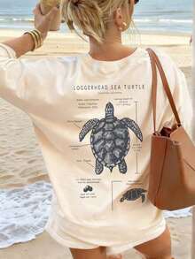 Women's Loose-Fitting Short-Sleeved T-Shirt With Whale Shark Print, Soft And Breathable, Ideal For Beach, Travel, Ocean Adventures, Music Festivals And Casual Urban Summer Wear. - 杏子 2 - 查看 10