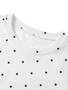 Áo croptop chấm bi trắng phối màu tương phản, kiểu dáng giản dị, dễ thương và gợi cảm, phù hợp cho dạo phố, hẹn hò, đi làm, thiết kế tối giản. - trắng - Xem 5