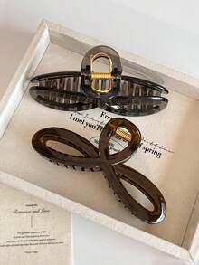 3 Pcs/1 Pc Women's 13cm/5.12in Blue, Brown, Transparent Gray 8-Shaped Hair Claw Clips, Fashionable Back Of Head Hair Accessories, Versatile, Elegant & Minimalist, Suitable For Daily, Casual, Party, Beach, Vacation, Hairstyle Design, Face Washing/Hair Washing, Makeup, Clothing Accessories, Spring Hair Claws, Summer Hair Claws, Autumn Hair Accessories, Winter Hair Claws - Multicolor - View 5