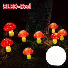 8个太阳能蘑菇灯，适用于户外花园装饰，8种模式蘑菇夜灯，适合花园小径、庭院、复活节、万圣节、圣诞节装饰，太阳能花园装饰品，太阳能花园小径灯 - 多色 - 查看 6
