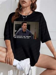 Camiseta Unisex con Estampado de Serie Retro, Cuello Redondo, Manga Corta, Diseño Casual, Ideal para Fans - Blanco - Ver 1