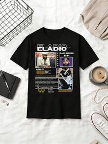 Puerto Rico-rapparen Eladio Carrión Retro Poster-stil Bomulls-T-shirt - Svart - Visa 6