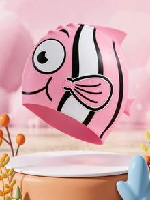 2pcs Kids Swimming Cap, Funny Fish Design, Suitable For 3-6 Years Old Girls And Boys With Short Hair, Pool Use - Multicolor - View 2