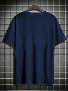 Women's Short-Sleeved T-Shirt With A Round Neck, Relaxed Fit, Featuring A Sunset Print Reflected On Water And The Text "Chiasma Setting Sun" On The Front. Suitable For Everyday Wear, Casual Outings, Weekends, Vacations, Outdoor Activities, And Informal Gatherings. Made Of Polyester, With A Youthful, Urban Casual Style, Ideal For Spring And Summer. Domestic Shipping Available. - 深藍色 - 查看 3