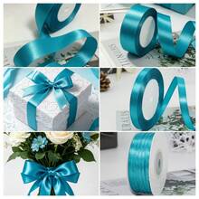 1 Roll Peacock Blue Double-Sided Satin Ribbon, Peacock Blue, Teal, Turquoise Blue, Emerald Teal, Peacock Teal, Dark Cyan, Blue‑Green,Width 1cm/1.5cm/2c/2.5cm/3cm/4cm/5cm/7.5cm/10cm, Length 22m, High Gloss Peacock Blue Satin Ribbon, Floral Packaging Ribbon, Suitabl Gifts, Gift Wrapping, Clothing - Peacock Blue High-gloss Satin Ribbon - View 10