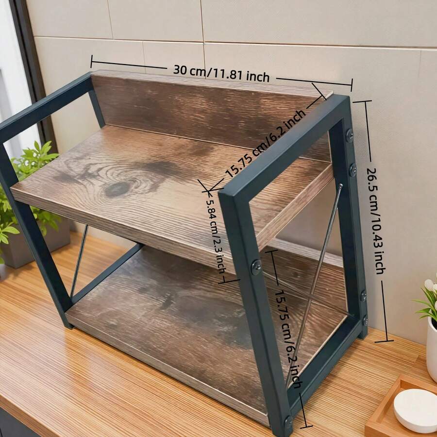 Kitchen Countertop Spice Rack, Ironwood Coffee Rack, Kitchen Countertop Shelf, Condiment Storage Rack, Cosmetic Bathroom Storage Rack, Spice Organizer, Sturdy And Durable, Easy To Organize. - 查看 1