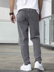 Casual And Versatile Denim Cargo Pants For Men - Khaki - View 2