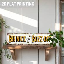 1pc 2D Funny Bee "Ni Or Buzz Off" Metal Sign - Rustic Beehive Theme Wall Decor, 3.93x15.74 Inch Durable Metal Art For Indoor/Outdoor, Kitchen, Bathroom, Farmhouse, Office Vintage Humorous Home Decor, Bee Decoration, Outdoor Sign, Indoor Sign - A - View 7