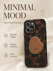 Vintage Amber Color Mobile Phone, Minimalist Heart-Shaped Phone Stand - Cute Brown Phone Stand Holder, Aesthetic Phone Accessory, Minimalist Heart-Shaped Phone Stand Holder - Fashionable Minimalist Brown Phone Stand Holder For Daily Use, Cute Heart-Shaped Phone Stand Holder - Soft Minimalist Daily Makeup Mirror Phone Accessory - Brown - View 1