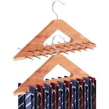 Leinuosen - Paquete de 2 organizadores de corbatas de cedro de madera para el cuello, almacenamiento de hasta 40 corbatas, almacenamiento práctico para corbatas, cinturones, sombreros - Color de madera original - Ver 2