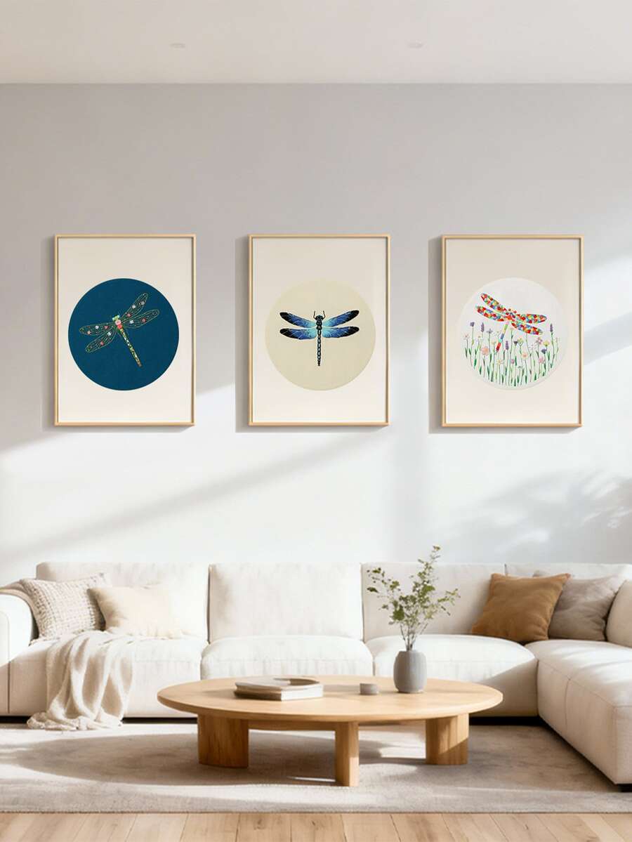 1 Set Unfinished Dragonfly Pattern Embroidery Kit, Approx. 20cm Diameter, Simple & Easy For Beginners, Suitable For Decor, Wall Hanging, Craft - Material Kit B - View 1