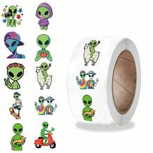 500PCS/Roll Fun Bizarre Cartoon Alien Roll Stickers Creative Rewards Gift Decoration Scrapbook Envelope Invitation Sticker - 1 Set - View 5