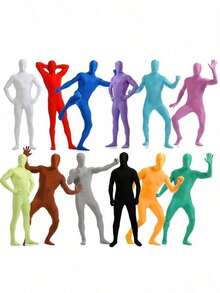 1 Bộ Trang Phục Hóa Trang Vô Hình Zentai Toàn Thân, Áo Liền Thân Lycra Spandex Zentai Dành Cho Người Lớn, Trang Phục Tàng Hình, Biểu Diễn Sân Khấu, - Màu xanh lam - Xem 10