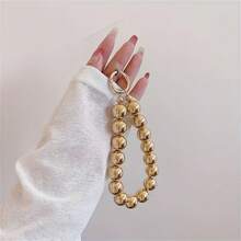 Gold & Silver Round Bead Acrylic Phone Chain Phone Case Decorative Hanging Chain Backpack Charm Ornament - Gold - View 8