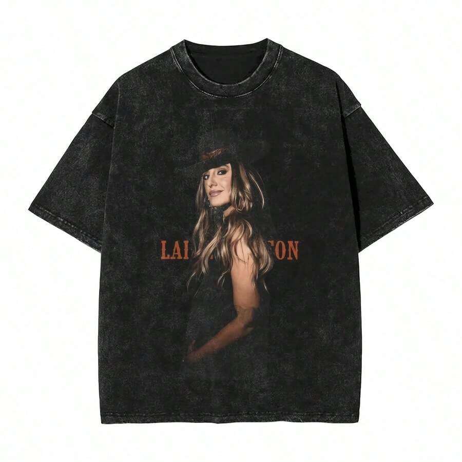Camisetas de Hombre Lainey Wilsons, Camisetas de Verano Vintage de Manga Corta, Cuello Redondo, Diseño Moderno, Dropshipping (Estilo retro, estilo deportivo, unisex) - Negro - Ver 1