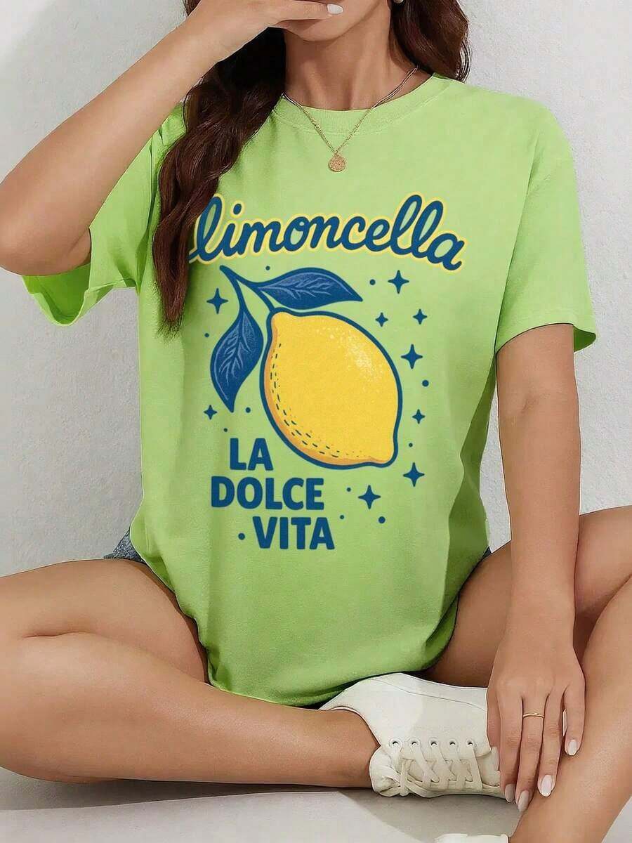 Offers And  Women's T-Shirt, Aesthetic Lemon Celt, Graphic T-Shirt - Gift For Fashion Lover, Women's Short Sleeve Round Neck Lemon Print Slogan Summer T-Shirt Men's Tops Sweatshirts For Women Y2k T-Shirt Shirt - 白色 - 查看 1