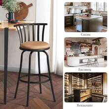 ARREDAMENTI Juego 2 Taburetes Bar Industriales Metal Vintage Asiento Giratorio 360 Grados Altura 95 CM - Negro y Vintage Marrn - Ver 6