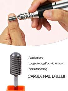 Round Top Barrel Tungsten Carbide Nail Drill Bit 1pc 3/32" Shank Manicure Tool For Acrylic/Gel Nail Removal Nail Surface Grinding & Shaping Nail Tools Salon And Home Use - Multicolor - View 2